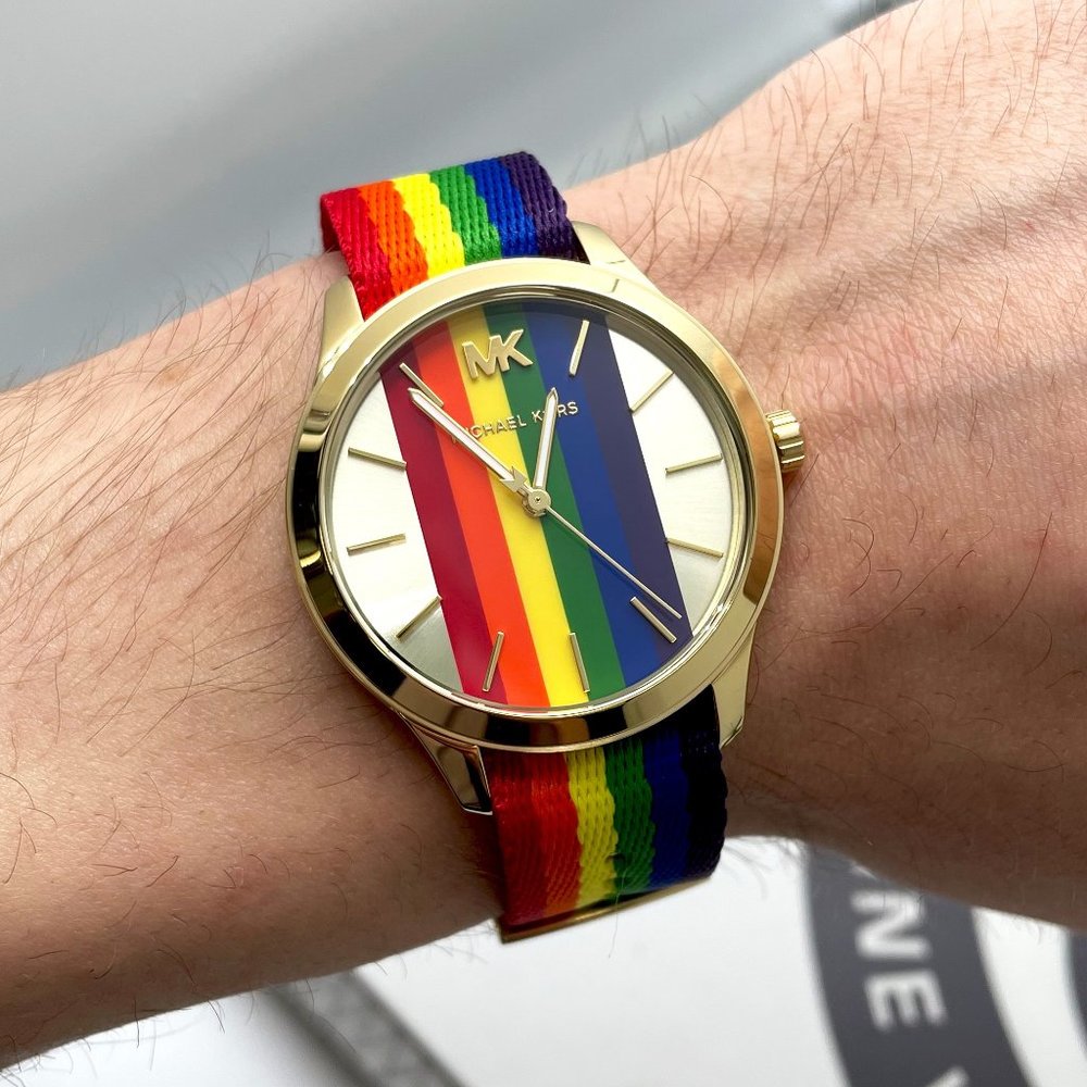Michael Kors Runway Mercer 38mm Steel Pride Rainbow Unisex Quartz Watch MK2836